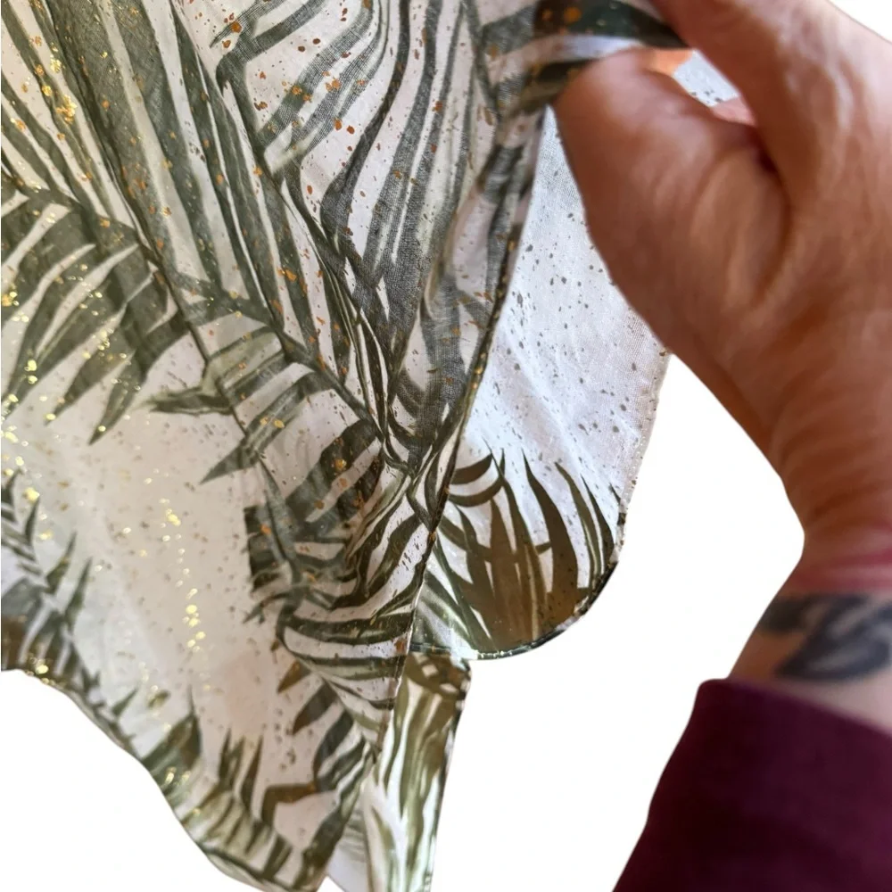 Simply Noelle Palm Leaf Semi-Sheer‎ Swim Coverup